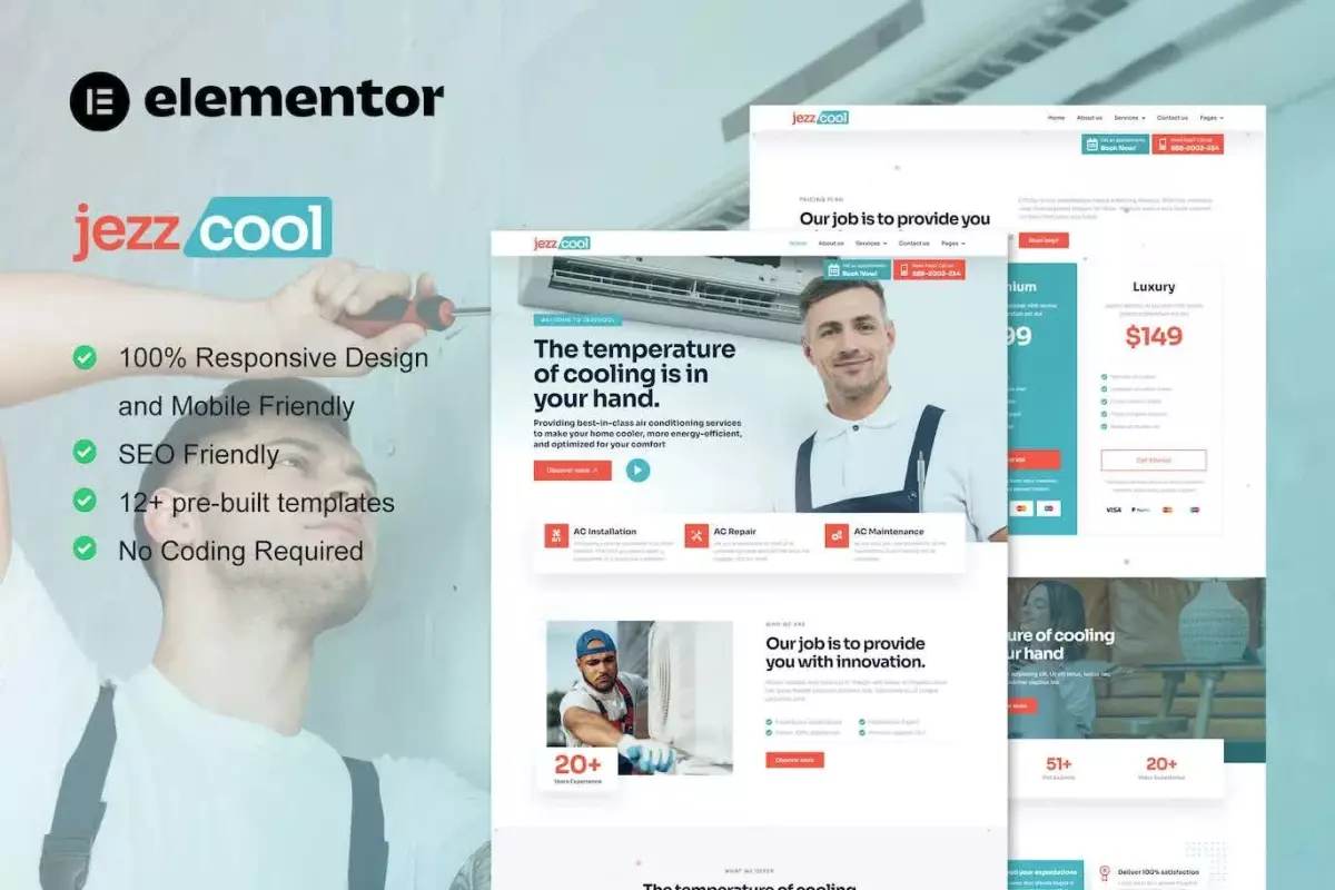 JezzCool - AC Repair Services Elementor Pro Template