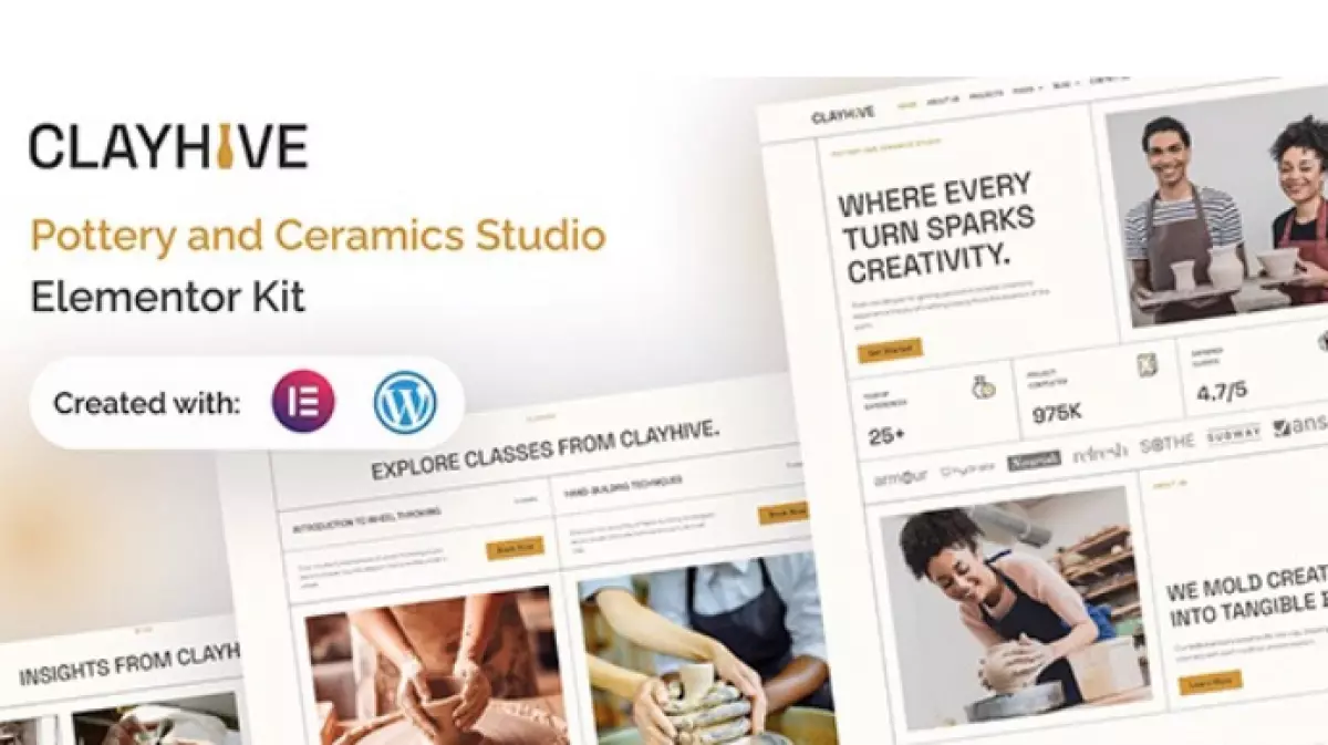 ClayHive - Pottery &amp; Ceramics Studio Elementor Kit