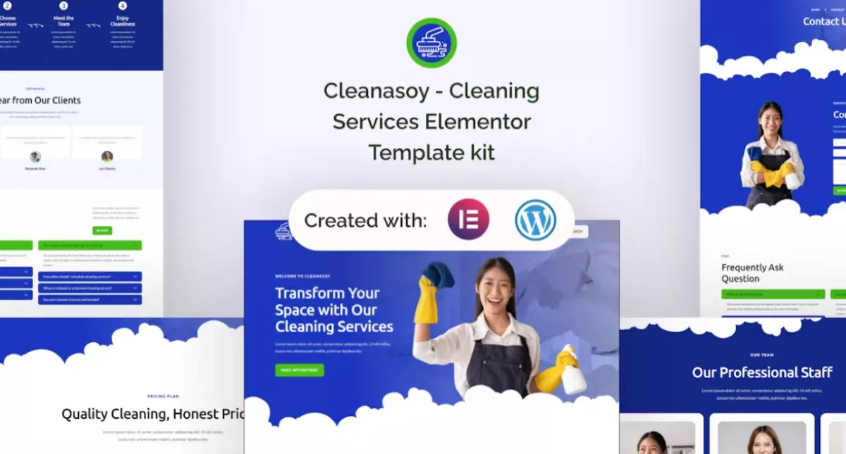 Cleanasoy - Cleaning Services Elementor Template kit