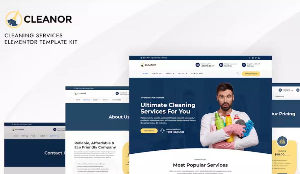 Cleanor – Cleaning Services Elementor Pro Template Kit