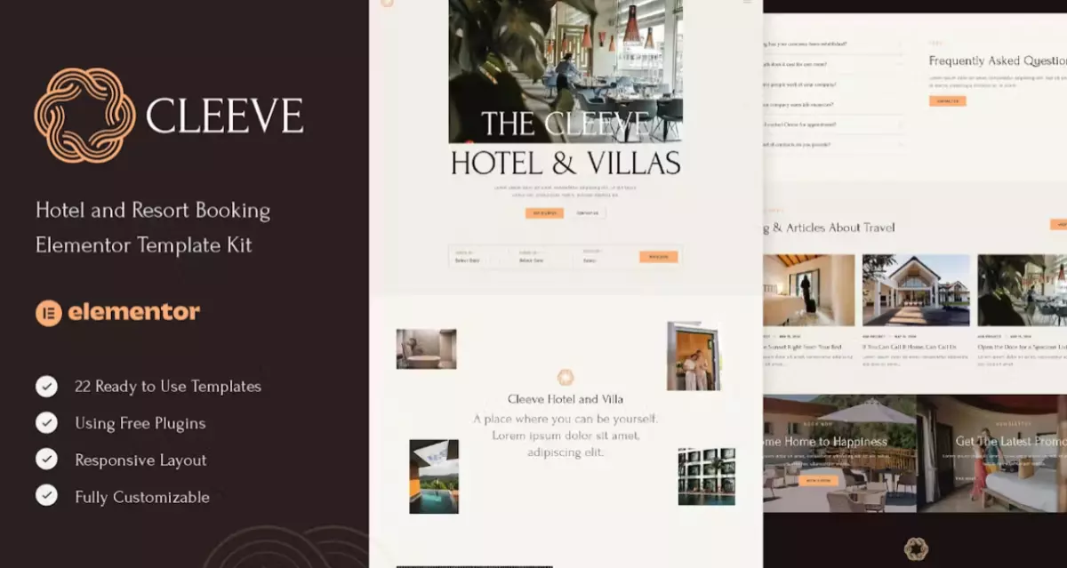 Cleeve - Hotel and Resort Booking Elementor Template Kit