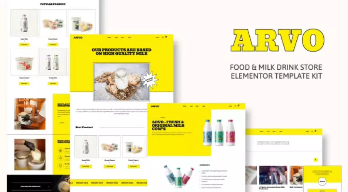 Arvo - Food & Milk Drink Store Elementor Template