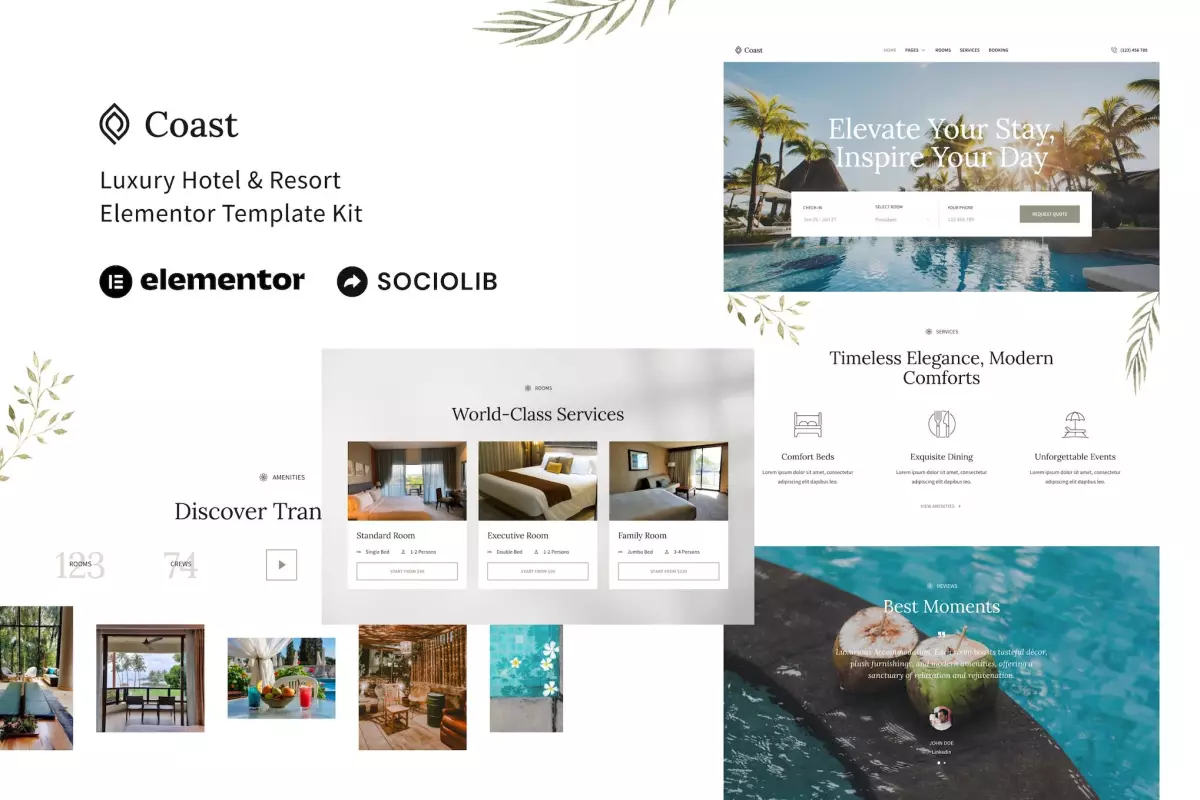 Coast - Luxury Hotel &amp; Resort Elementor Template Kit