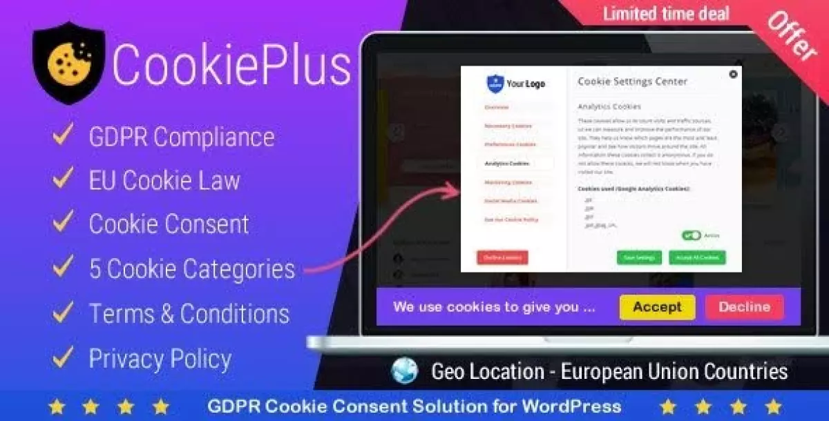 Cookie Plus GDPR - Cookies Consent Solution for WordPress. Master Popups Addon 1.6.3 