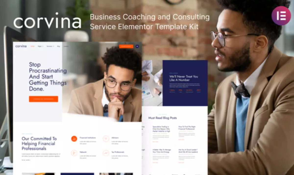 Corvina – Business Coaching &amp; Consulting Service Elementor Template Kit