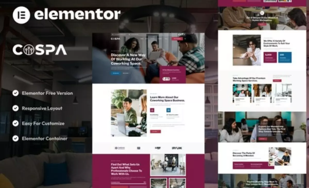 Cospa – Coworking Space &amp; Virtual Office Elementor Template Kit