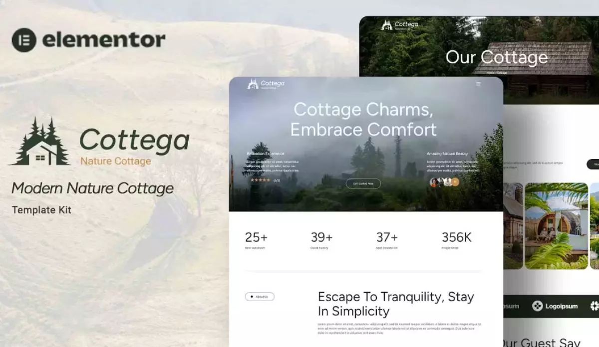 Cottega - Modern Nature Cottage Elementor Template Kit