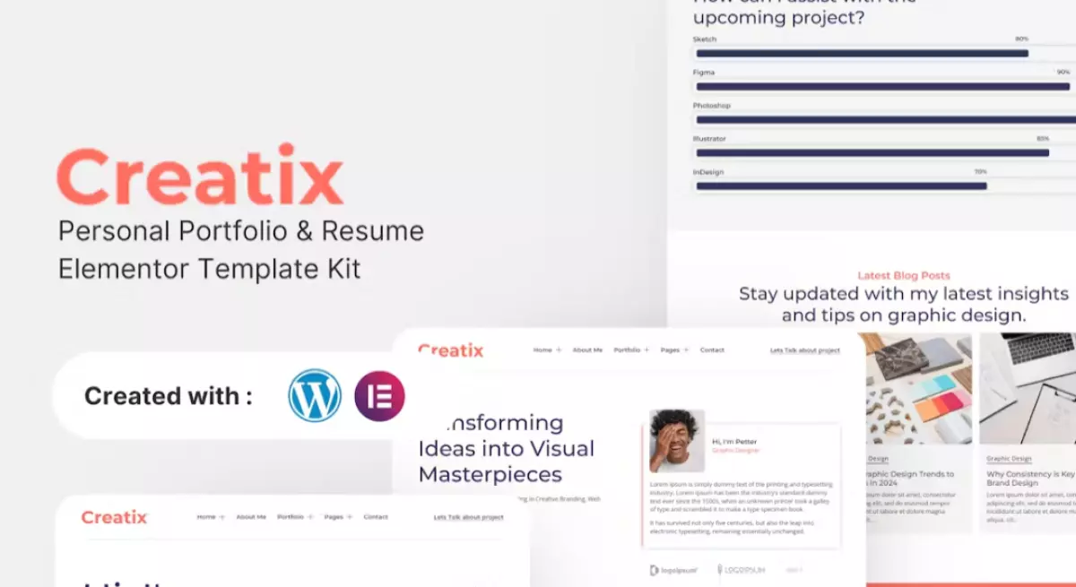 Creatix - Personal Portfolio &amp; Resume Elementor Template Kit