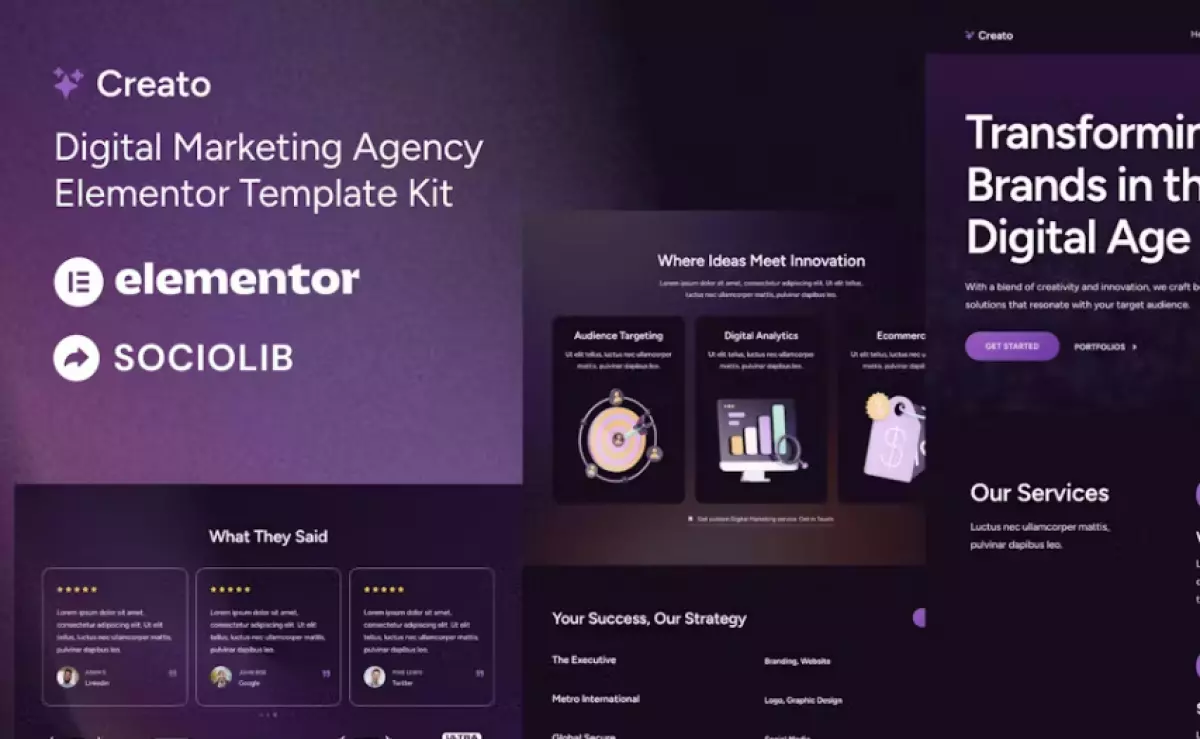 Creato – Digital Marketing Agency Elementor Template Kit