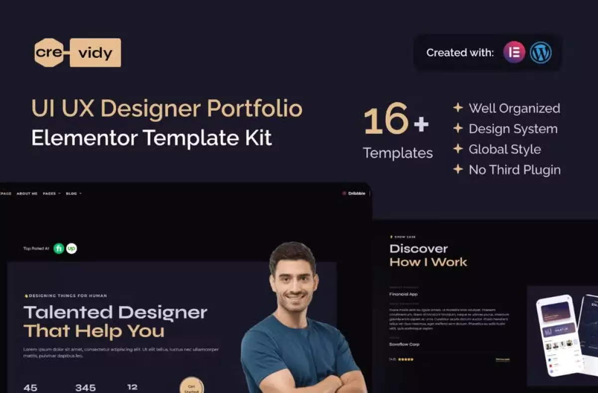 Crevidy - UI UX Designer Portfolio Elementor Template