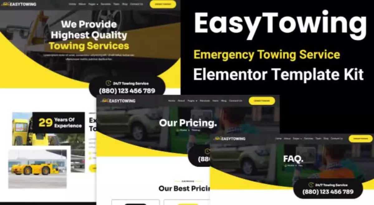 EasyTowing - Emergency Towing Service Elementor Template