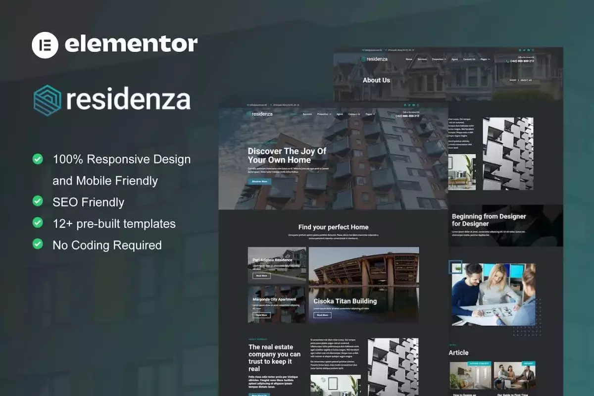 Residenza - Real Estate &amp; Property Elementor Template