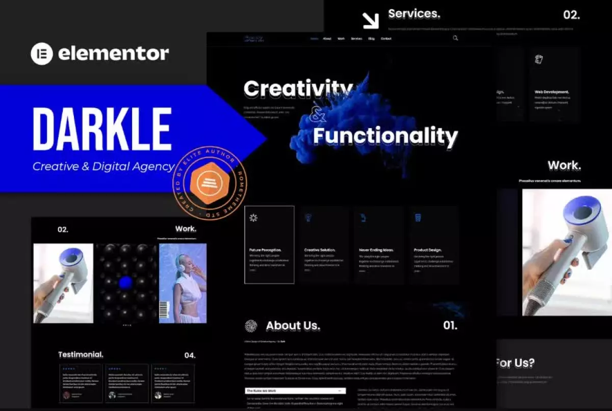 Darkle - Creative & Digital Agency Elementor Template Kit