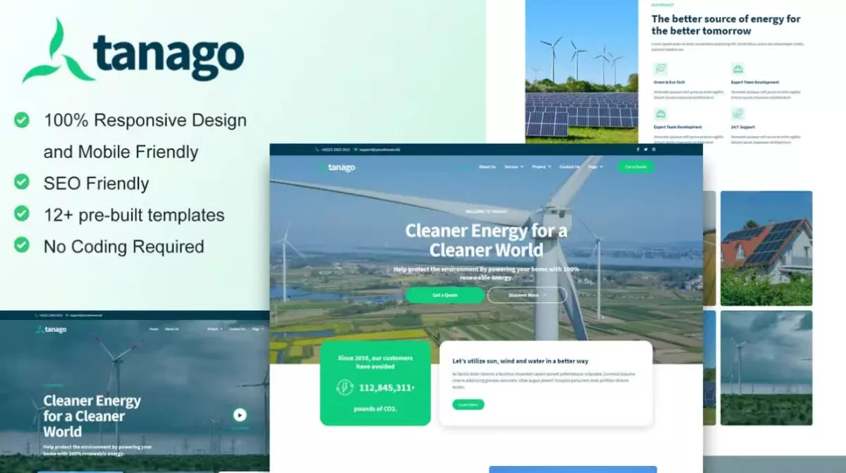 Tanago - Green Renewable Energy Elementor Template