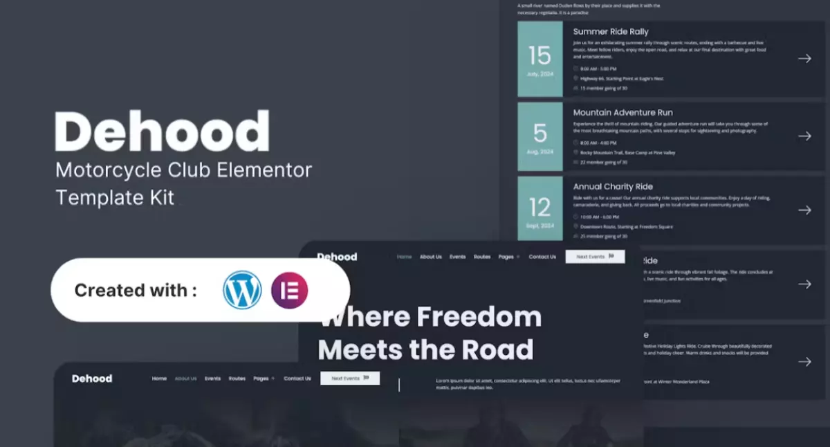 Dehood - Motorcycle Club Elementor Template Kit