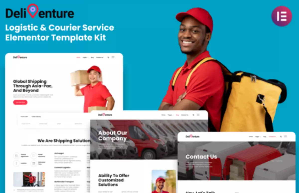 Deliventure – Logistic &amp; Courier Service Elementor Template Kit