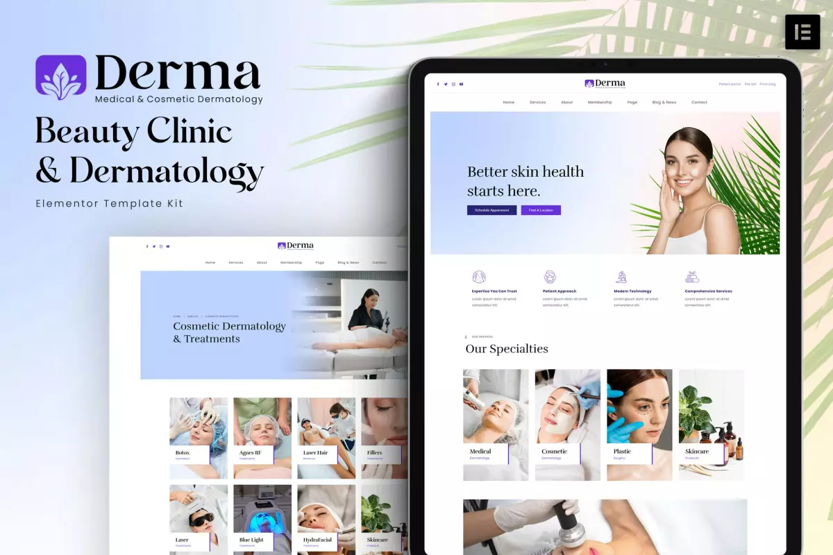 Derma - Beauty Clinic &amp; Dermatology Elementor Template Kit