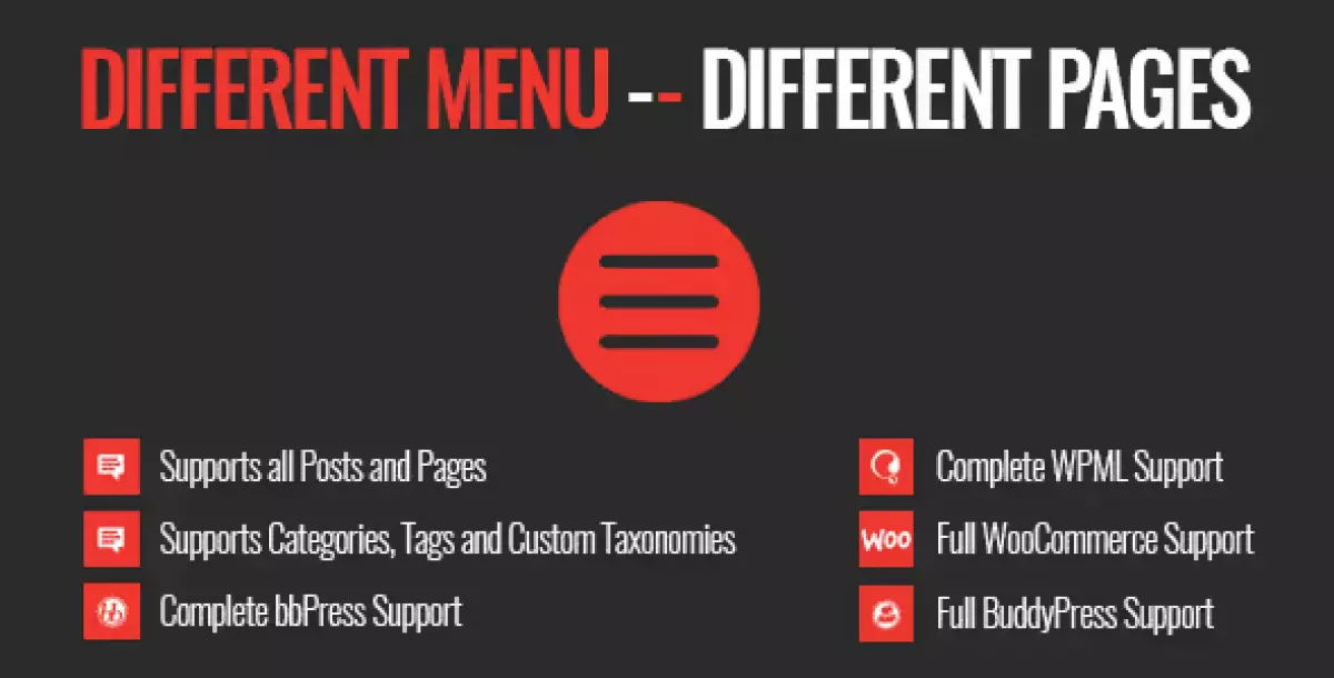 DIFFERENT MENU IN DIFFERENT PAGES