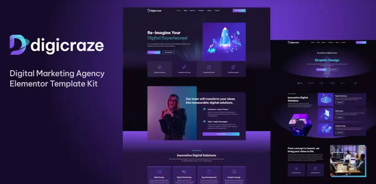 Digicraze - Digital Marketing Agency Elementor Pro Template Kit