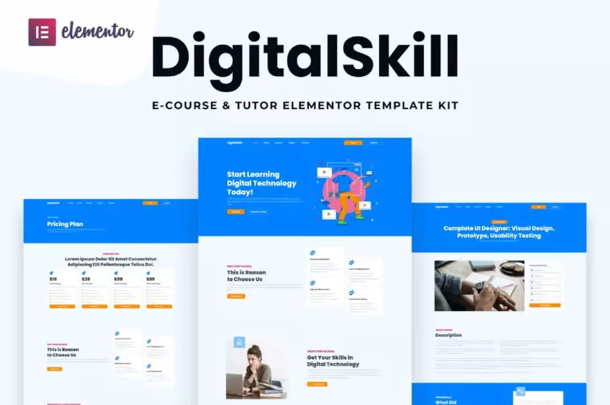 DigitalSkill - E-course & Online Tutorials Elementor Pro Template