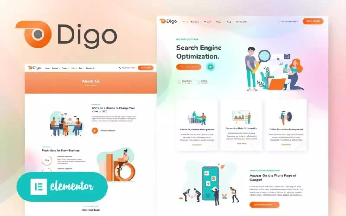 Digo - SEO and Digital Marketing Agency WordPress Elementor Theme WordPress Theme 1.3.0