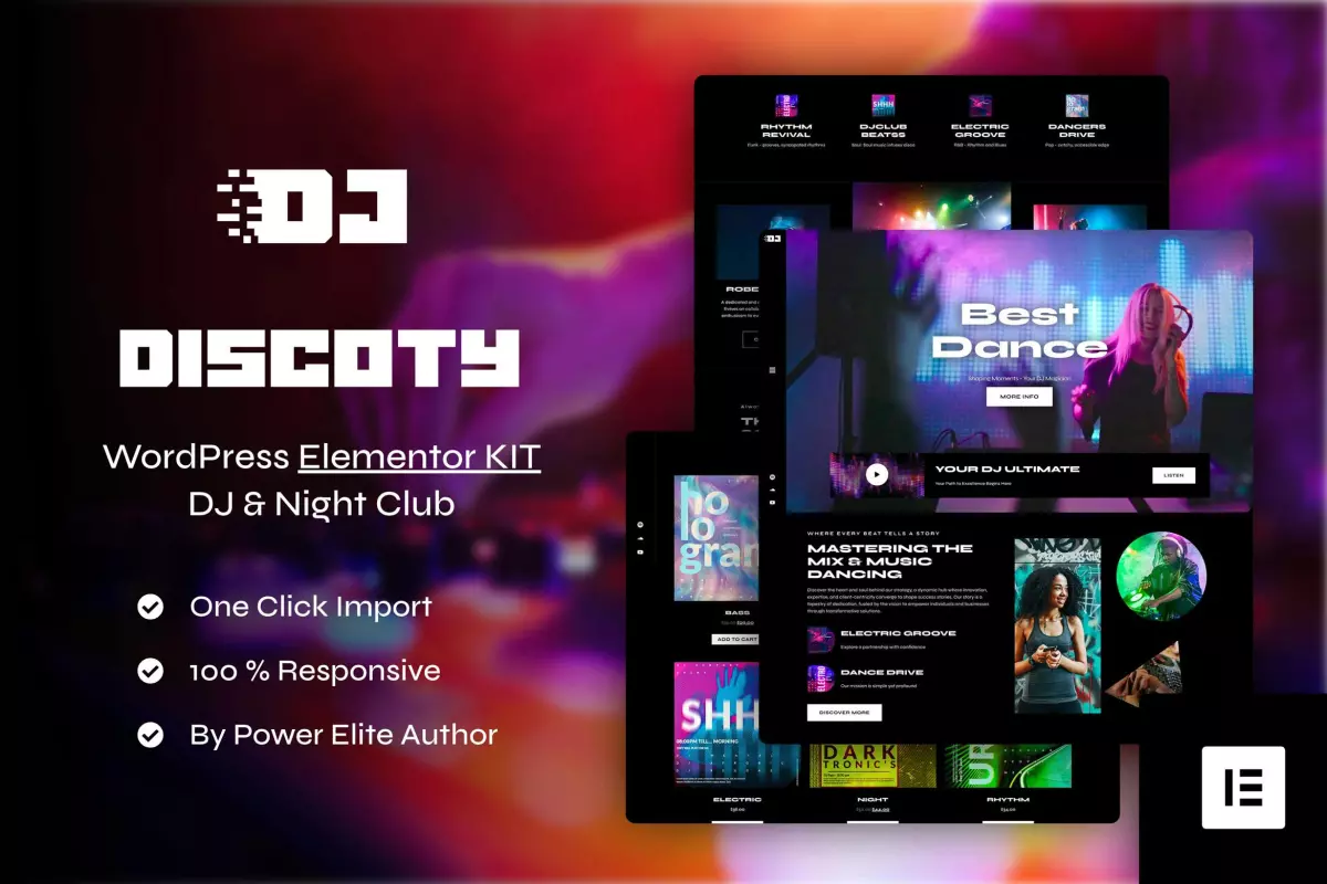 Discoty - DJ &amp; Night Club Elementor Pro Template Kit