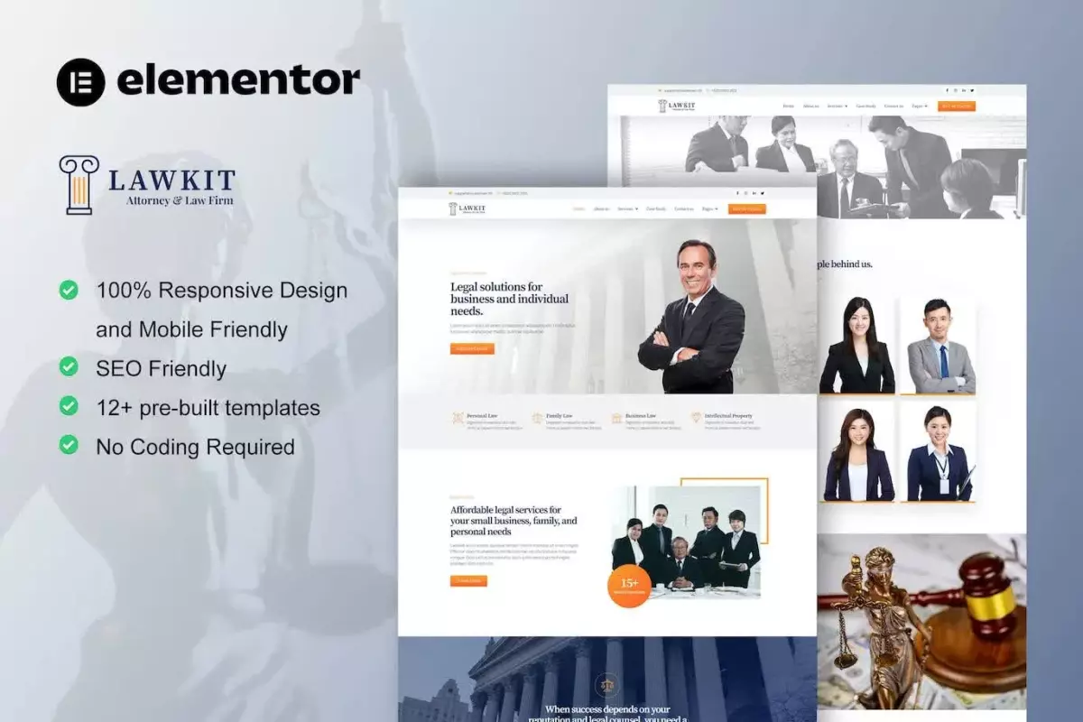 Lawkit - Attorney Law Firm Elementor Template