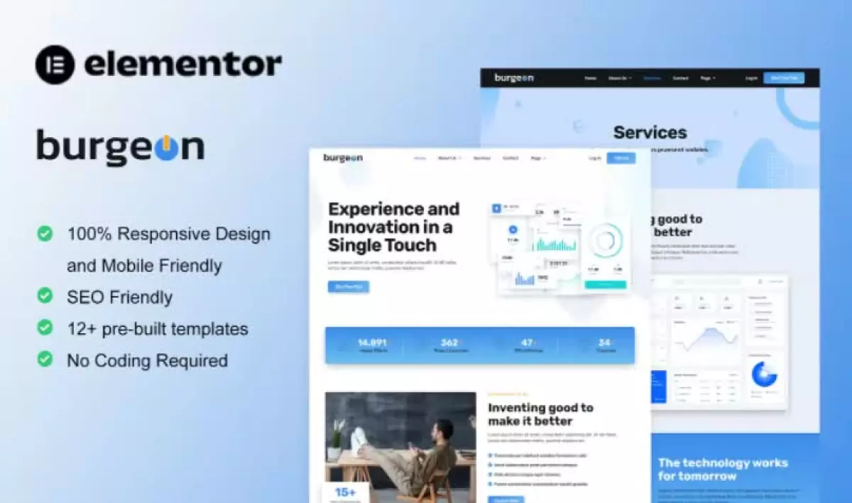 Burgeon - Tech Startup Business Elementor Template