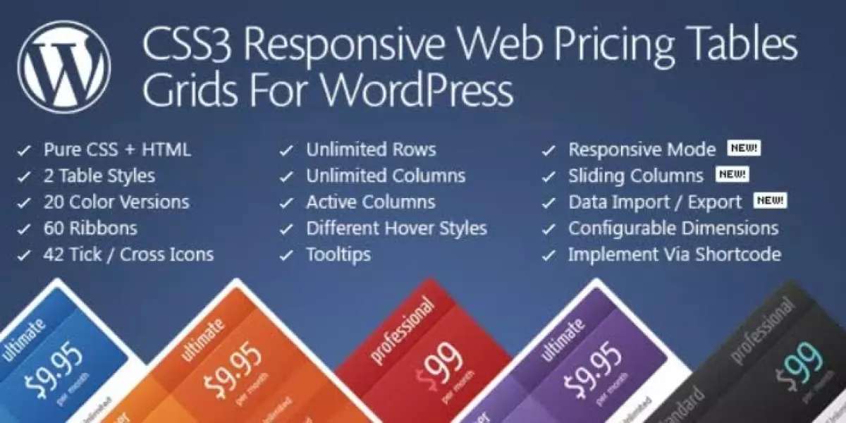 CSS3 Compare Pricing Tables for WordPress