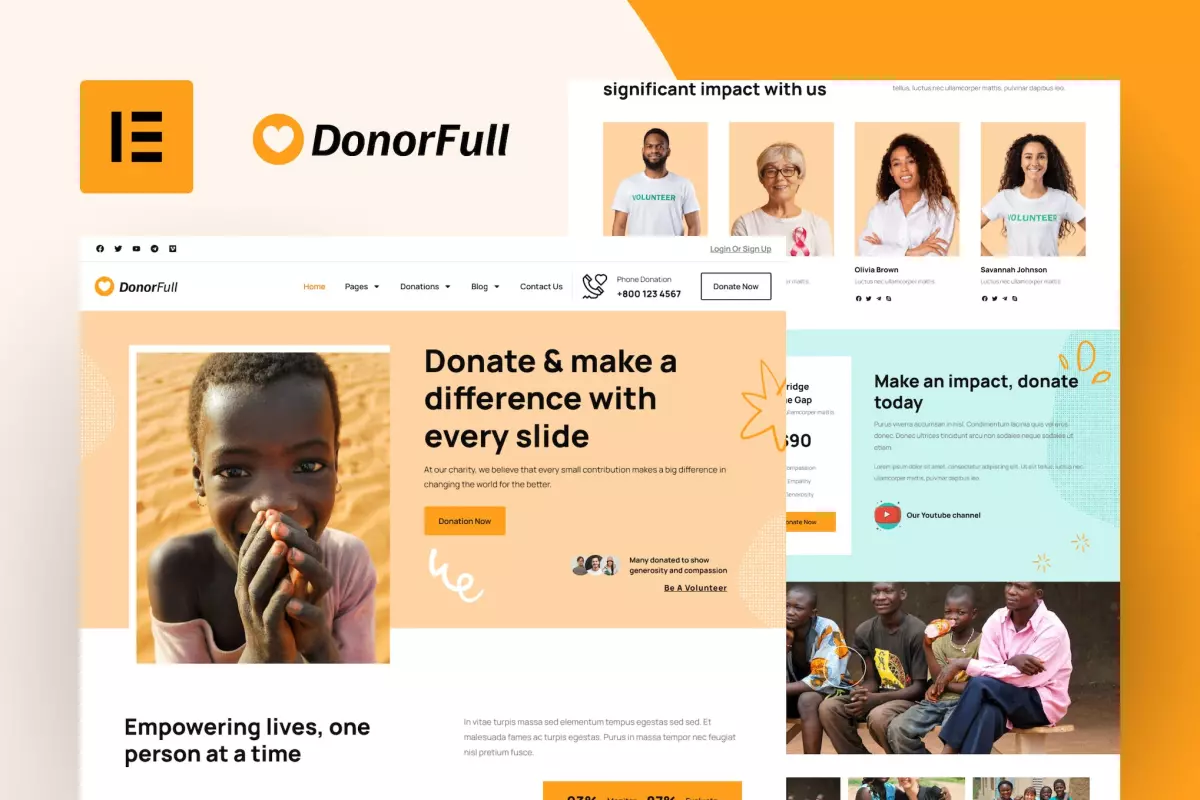 DonorFull – Charity &amp; Donation Elementor Template Kit