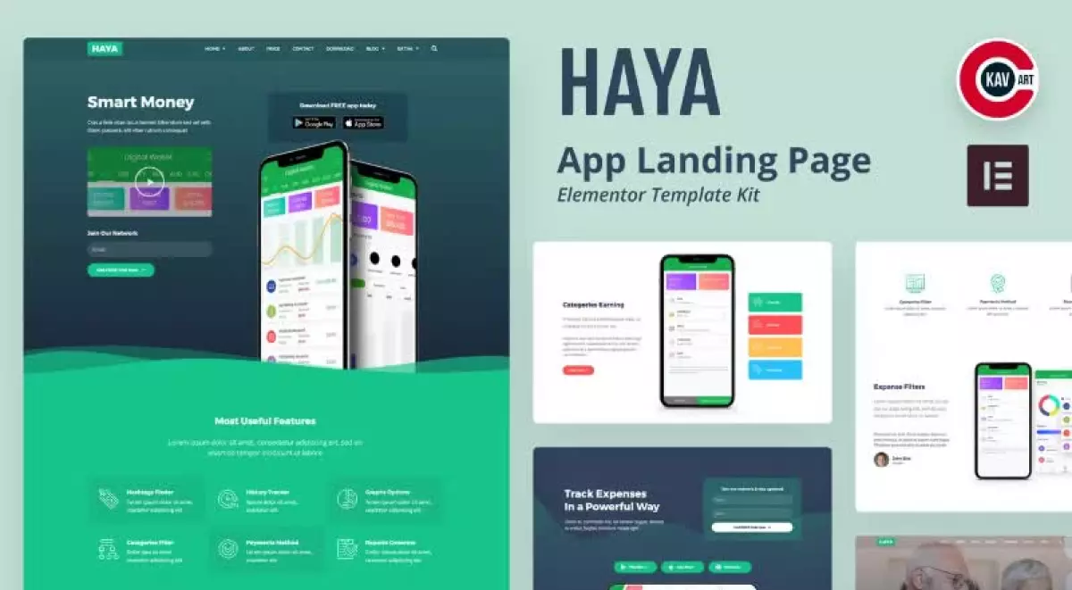 Haya - App Startup Elementor Template