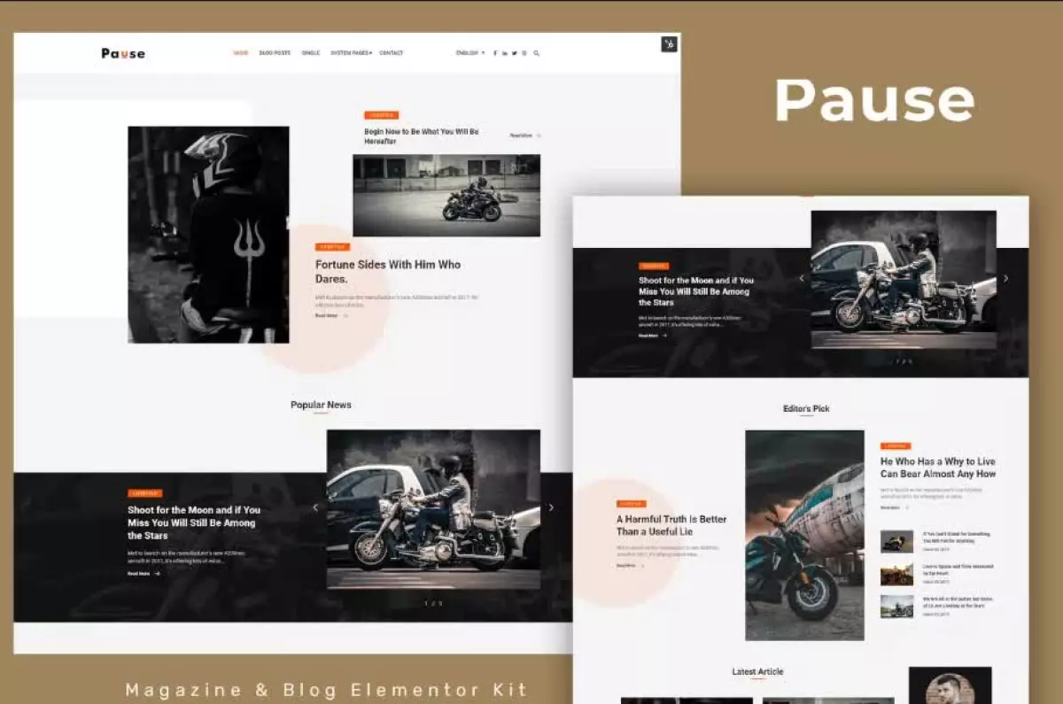 Pause - Blog & Magazine Elementor Template