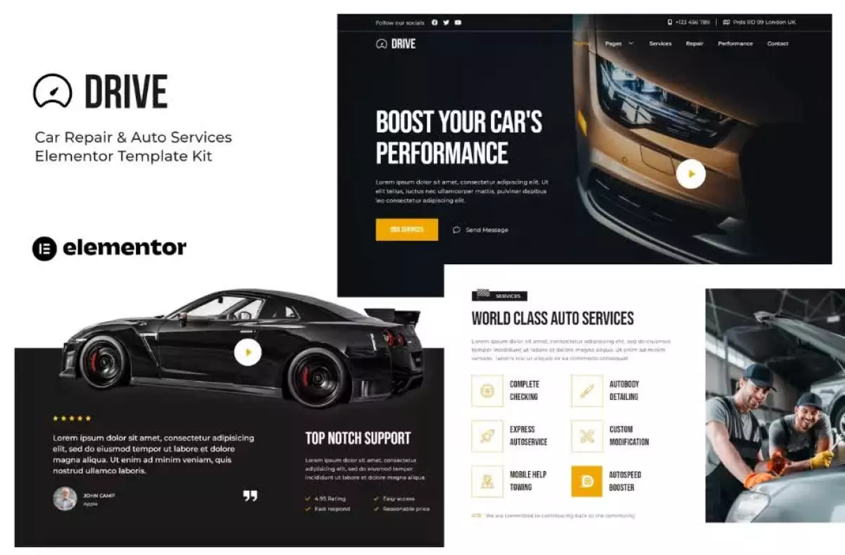 Drive - Car Repair & Auto Service Elementor Template Kit