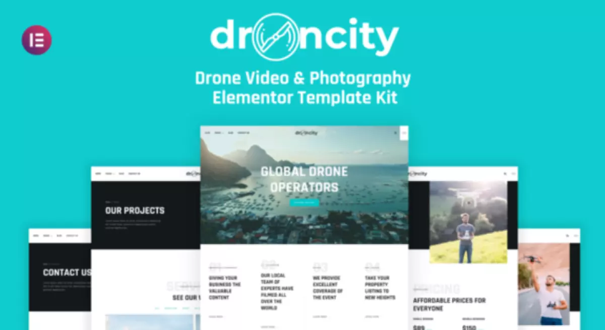 Droncity – Drone Video &amp; Photography Elementor Template Kit