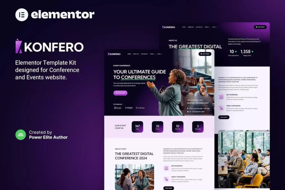 Konfero – Conference &amp; Event Elementor Template