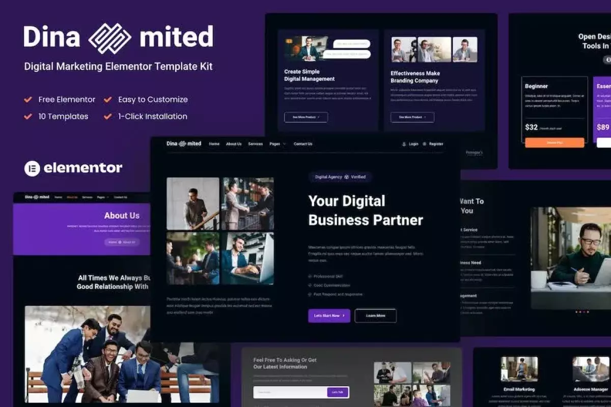 Dinamited - Digital Marketing &amp; Business Elementor Template