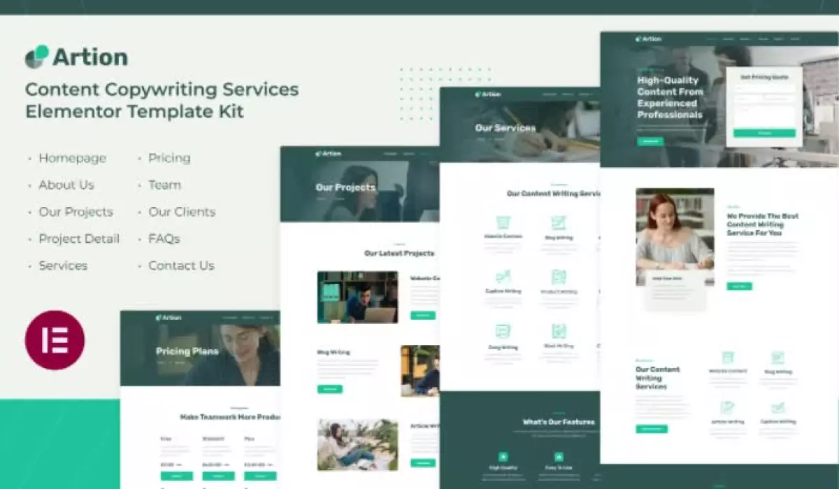 Artion | Content Copywriting Services Elementor Template