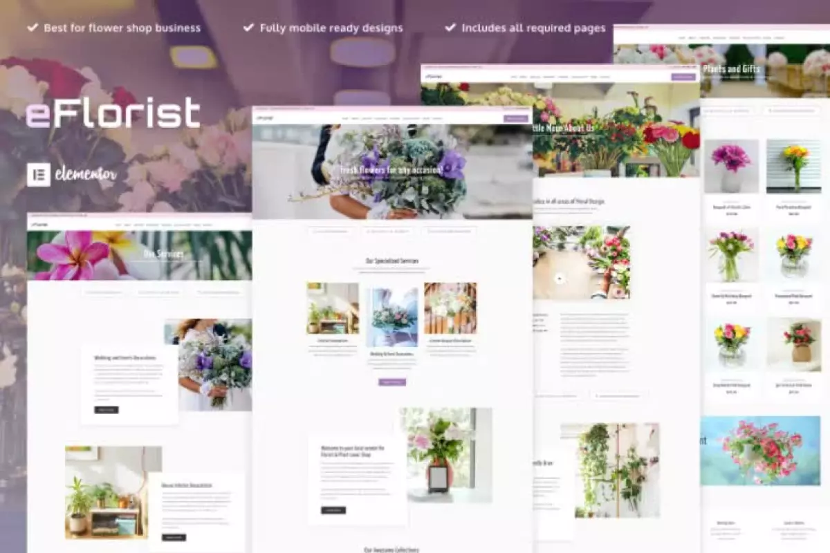 eFlorist - Flower Boutique & Decoration Elementor Template