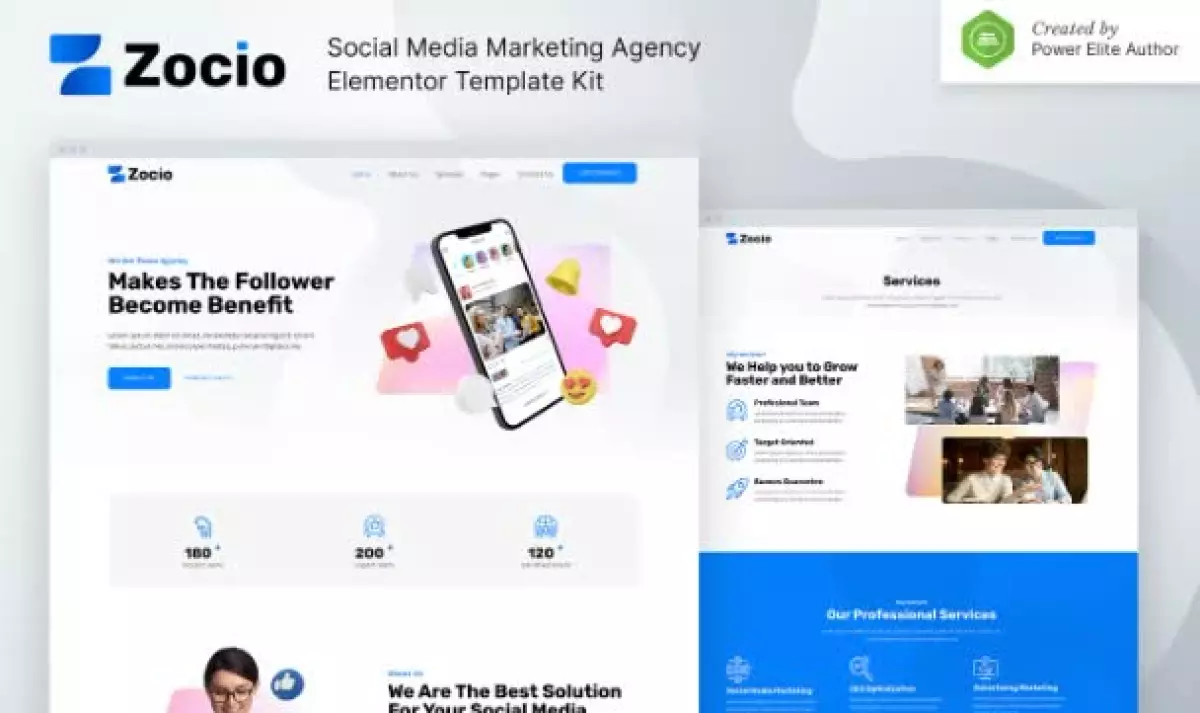 Zocio – Social Media Marketing Agency Elementor Template Kit