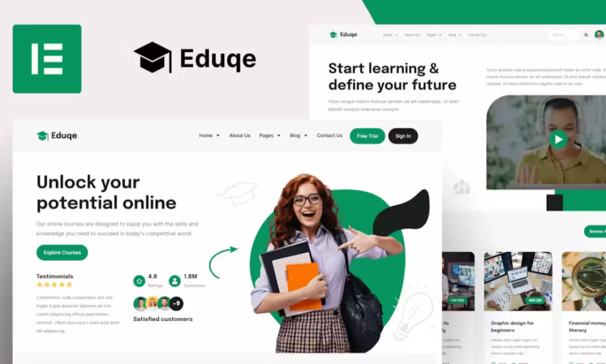 Eduqe – Online Courses Elementor Pro Template Kit