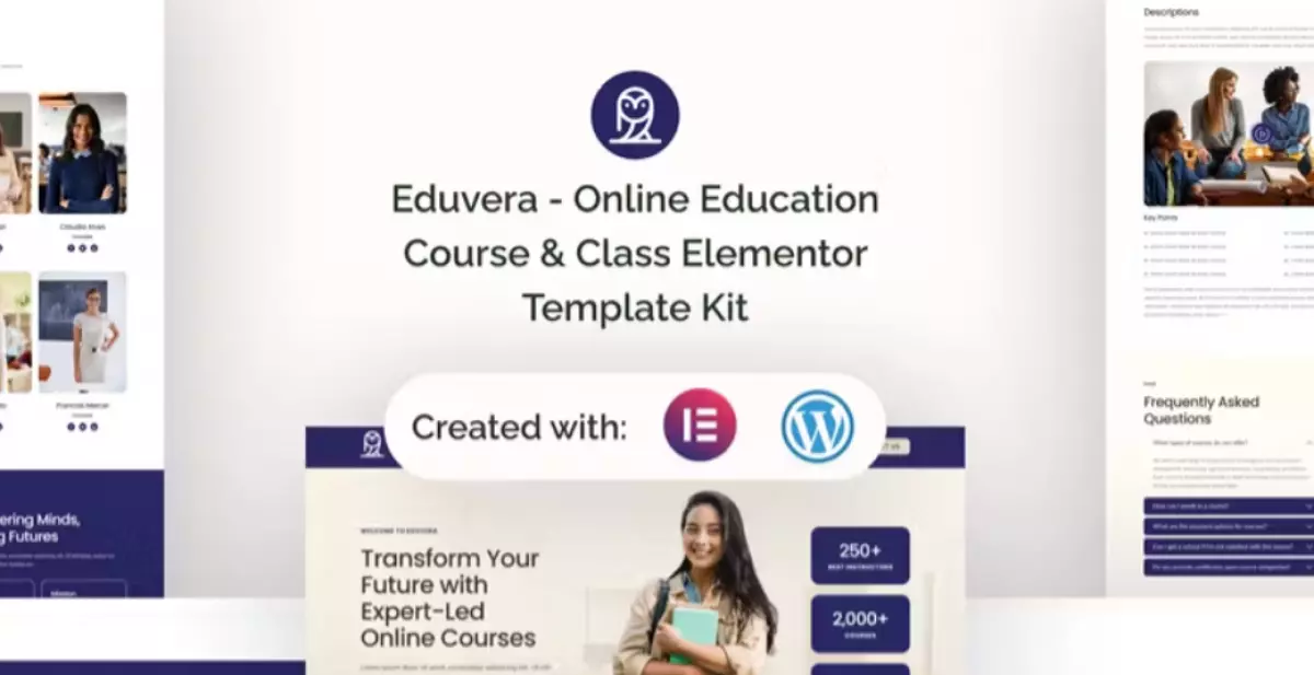 Eduvera - Online Education Course &amp; Class Elementor Template Kit