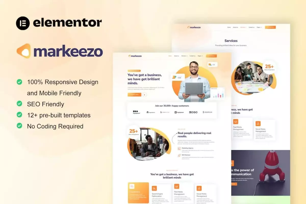 Markeezo - SEO &amp; Digital Marketing Agency Elementor Template