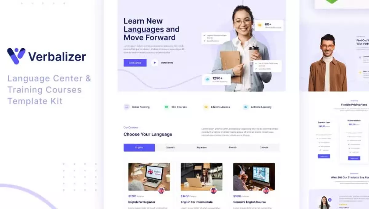 Verbalizer – Language Courses & Learning Center Elementor Template