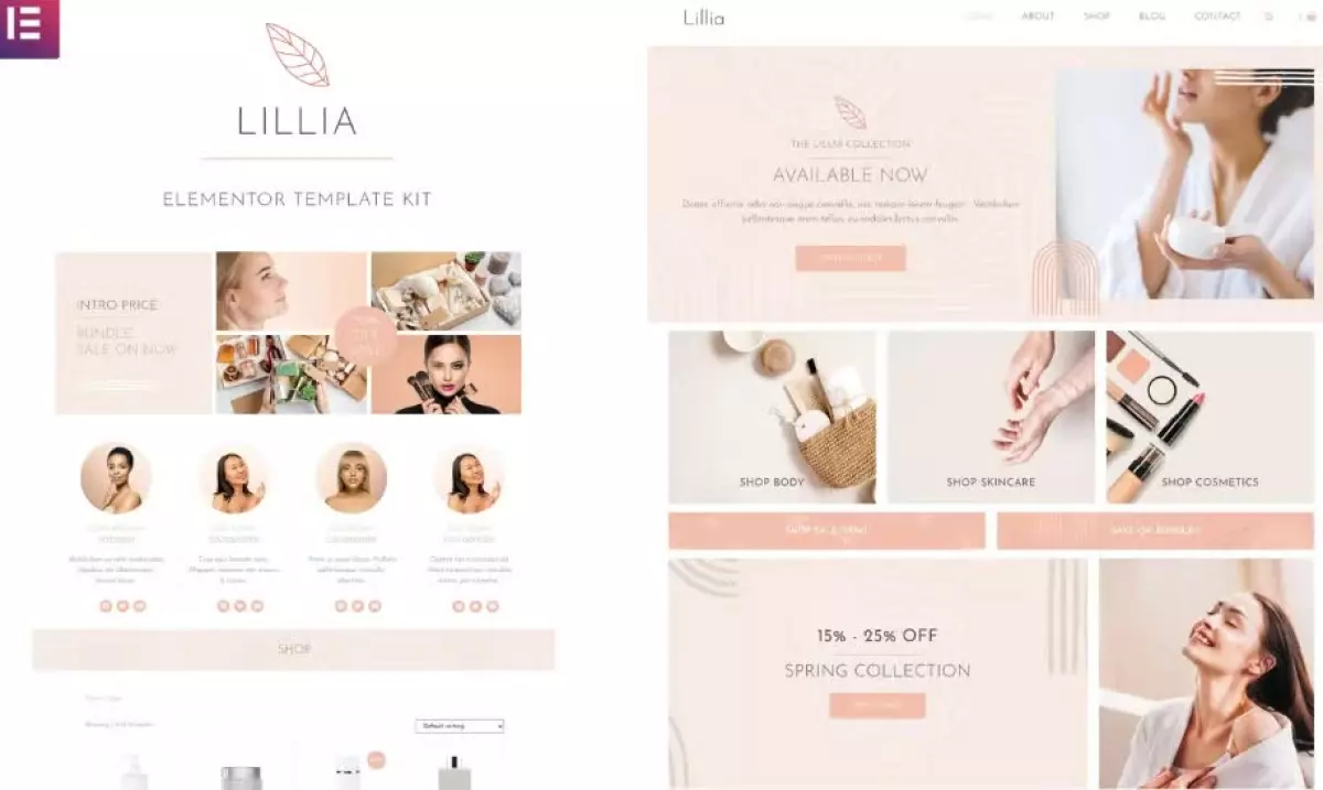 Lillia - Beauty & Skincare Elementor Template