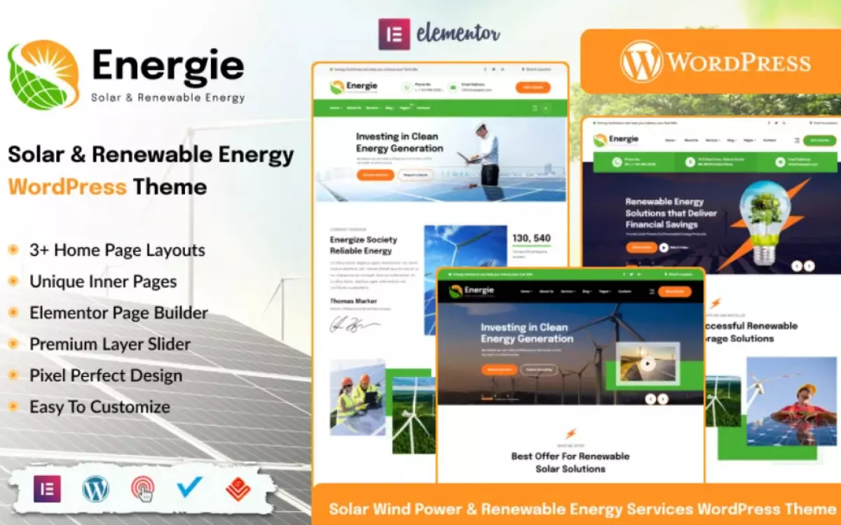 Energie - Solar and Renewable Energy WordPress Theme