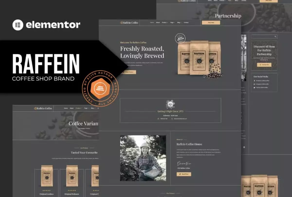 Raffein - Coffee Shop Brand Elementor Template