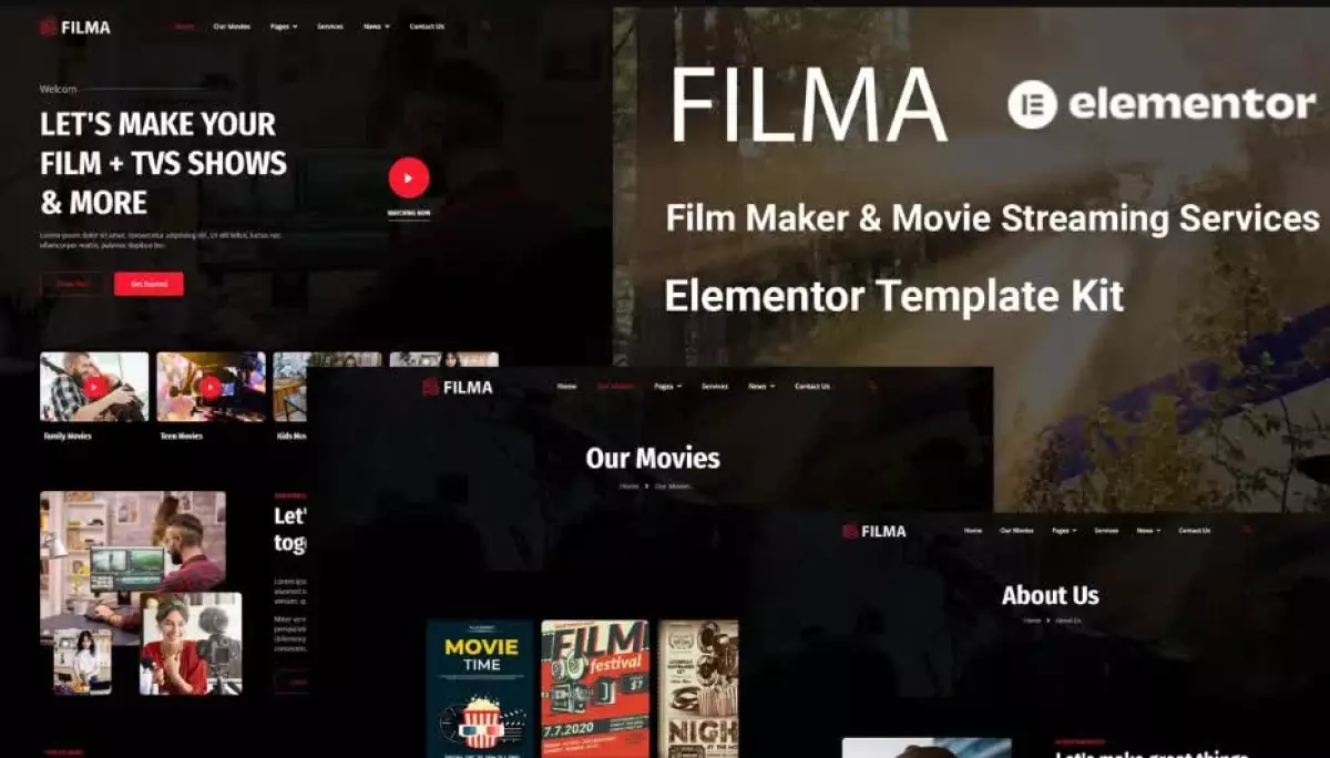 Filma - Film Maker & Movie Streaming Services Elementor Template