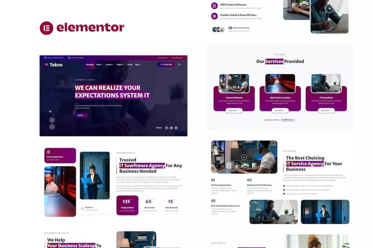 Tekno - IT Service &amp; Software Developer Elementor Template