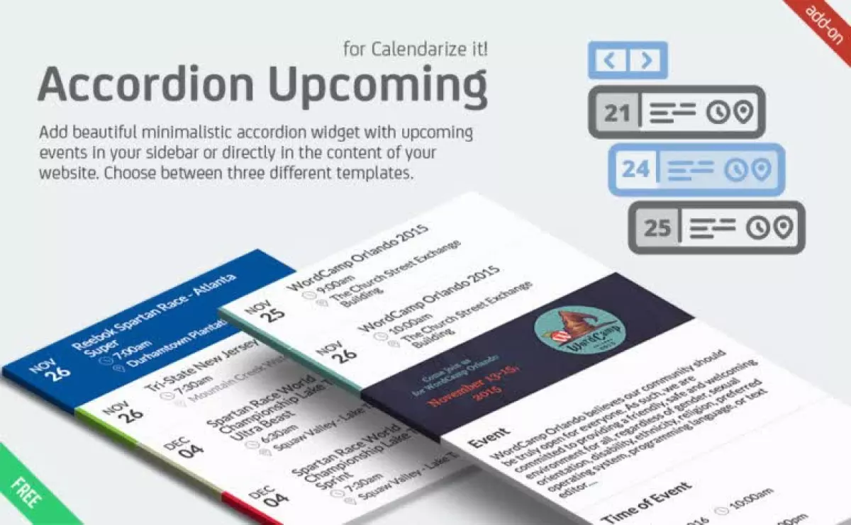 Accordion Upcoming Events for Calendarize it!