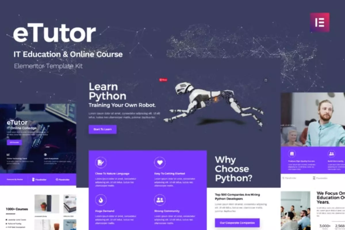 eTutor - Education &amp; Online Course Elementor Template Kit